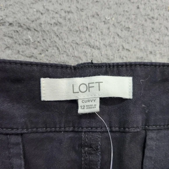 LOFT Monroe 6" Shorts Womens 12 Black Curvy Mid Rise Chino Twill New Tags - Picture 5 of 10